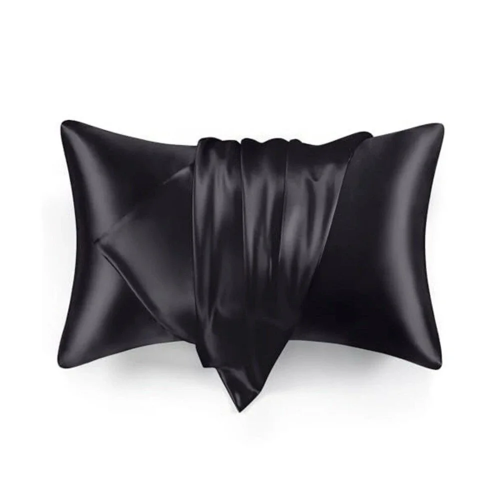 Love’s Cabin Pillowcase Set of 2 Satin Queen 20x30 Black Envelope Closure Hair